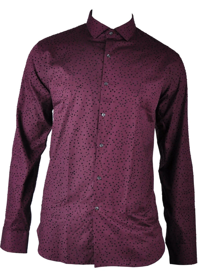 Club Of Gents Saville Row Henno Dots Shirt Bordeaux Clothing