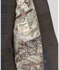 Gibson London Dennis Check Colbert Jacket Brown Blue New In