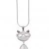 New In Succubus Smart Crystal Kitty Necklace Bright Silver