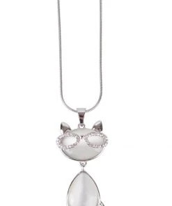 New In Succubus Smart Crystal Kitty Necklace Bright Silver
