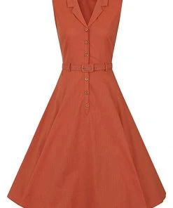 Collectif Caterina 50's Sleeveless Swing Dress Orange New In