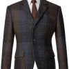 Gibson London Dennis Check Colbert Jacket Brown Blue New In