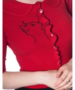 New In Banned Cat Scallop Collar 40's Cardigan Red