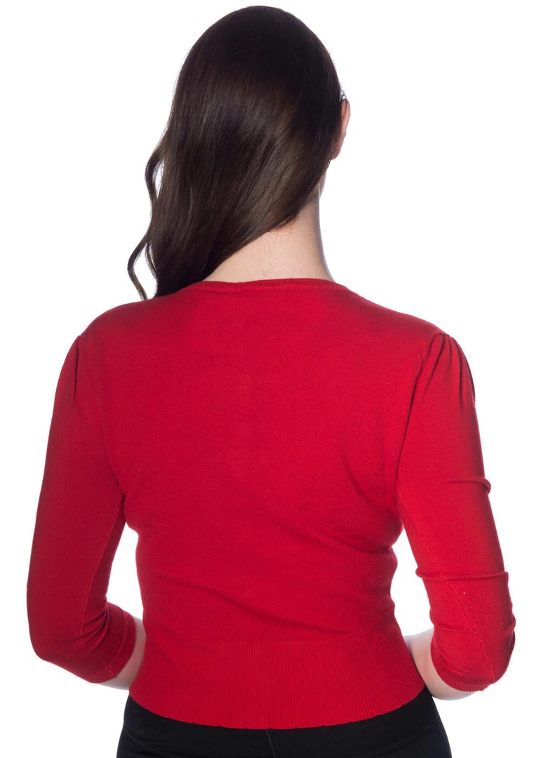 New In Banned Cat Scallop Collar 40's Cardigan Red