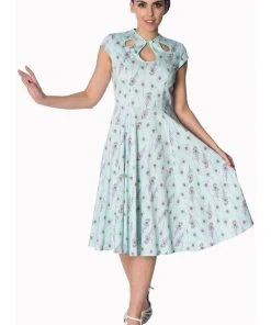 Dresses Banned Peacock Feather 50's Swing Dress Blue