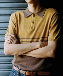 Brixton Mens Allen Knit Polo Brown