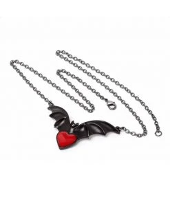 New In Alchemy Sombre Desire Bat Necklace Red