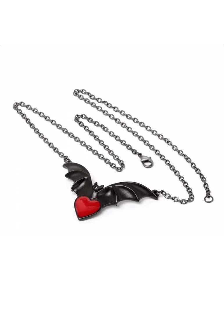 New In Alchemy Sombre Desire Bat Necklace Red