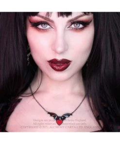 New In Alchemy Sombre Desire Bat Necklace Red