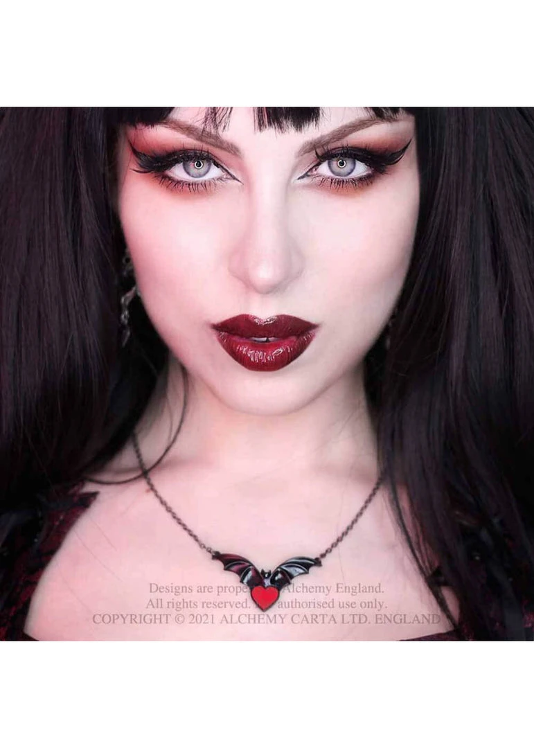 New In Alchemy Sombre Desire Bat Necklace Red