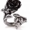 Alchemy Wild Black Rose Ring Silver New In