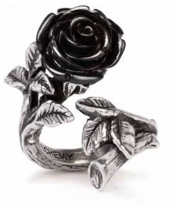 Alchemy Wild Black Rose Ring Silver New In