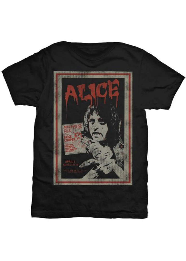 New In Band Shirts Alice Cooper Vintage Poster T-Shirt Black