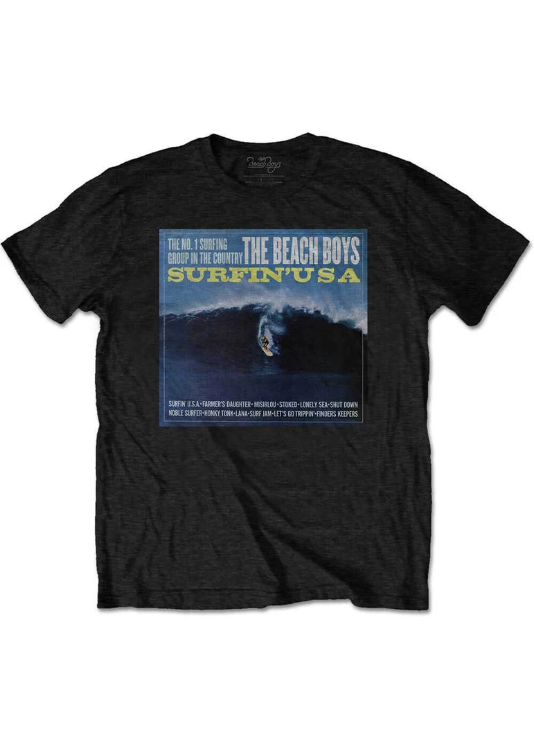New In Band Shirts The Beach Boys Surfin' USA T-Shirt Black