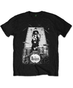 New In Band Shirts Beatles Stage Stairs T-Shirt Black