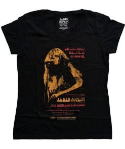 Band Shirts Janis Joplin Madison Square Garden Girly T-Shirt Black New In