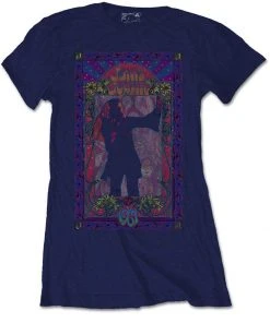 Band Shirts Janis Joplin Paisley & Flowers Frame Girly T-Shirt In Navy