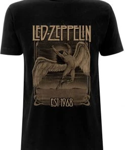 Band Shirts Led Zeppelin Faded Falling T-Shirt Black New In