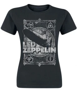 New In Band Shirts Led Zeppelin Vintage Girlie T-Shirt Black