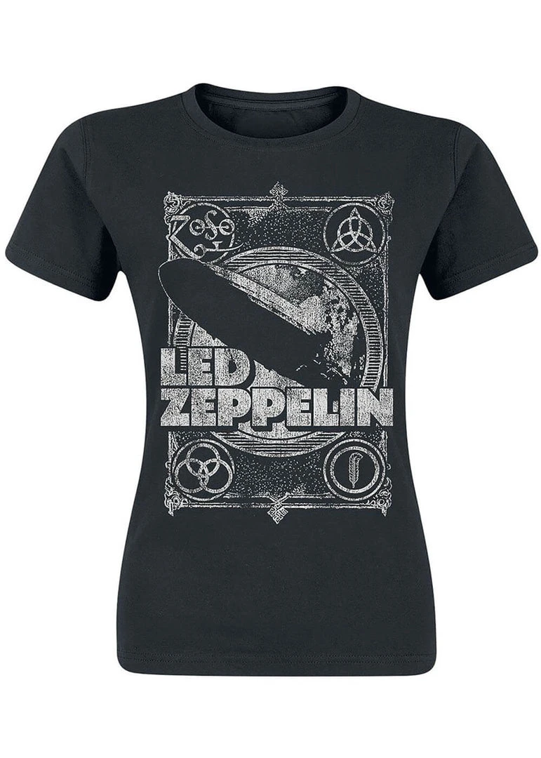New In Band Shirts Led Zeppelin Vintage Girlie T-Shirt Black