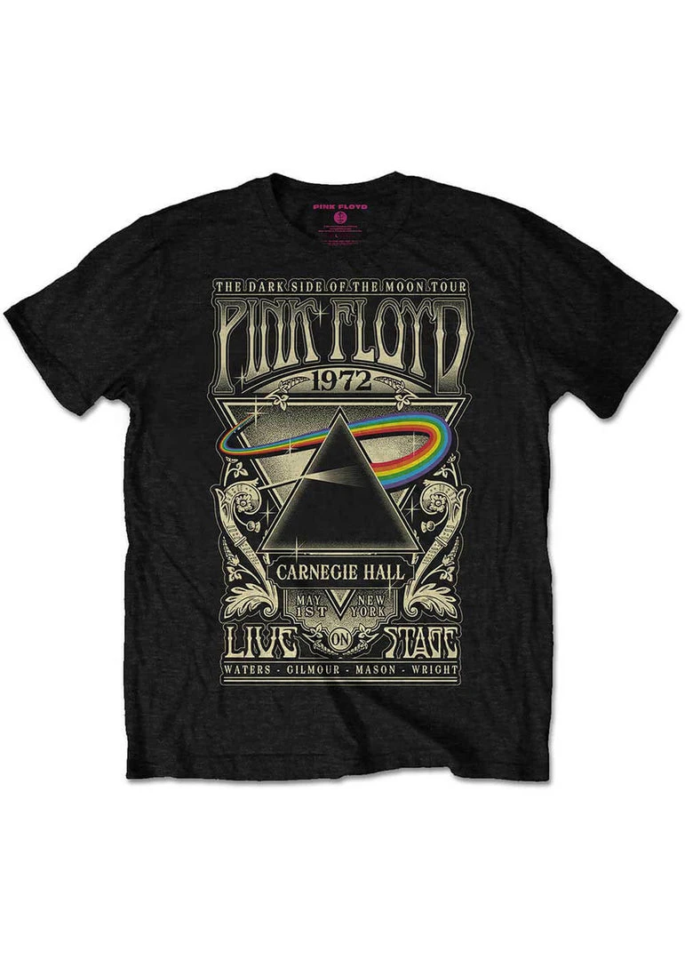 New In Band Shirts Pink Floyd Carnegie Hall Poster T-Shirt Black