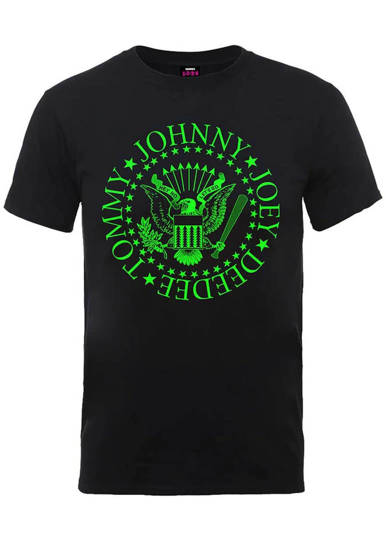 Band Shirts Ramones Green Seal T-Shirt Black New In