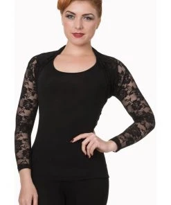 Banned Lace Rose 50's Bolero Black