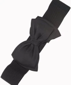 Banned Maria Bow 50's Retro Elastic Belt Black New In