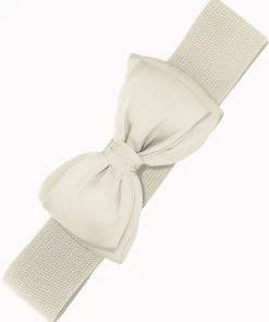New In Banned Maria Bow Elastic 50's Belt Ivory