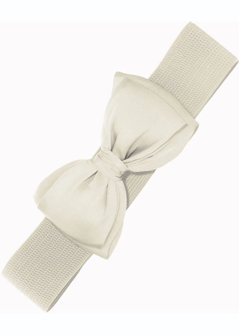 New In Banned Maria Bow Elastic 50's Belt Ivory