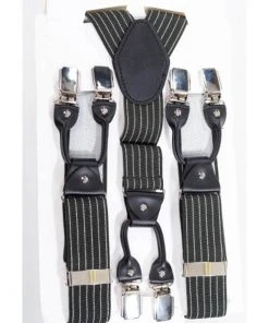 Banned Gentlemens Pinstripe Rockabilly Braces Green New In