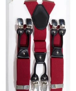 Banned Heren Plain Rockabilly Braces Red