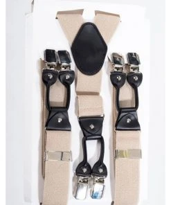 New In Banned Gentlemens Plain Rockabilly Braces Beige