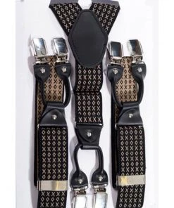 Banned Gentlemens Diamond X Rockabilly Braces Brown
