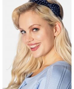 Banned Dionne Polkadot 50's Bow Headband Black White