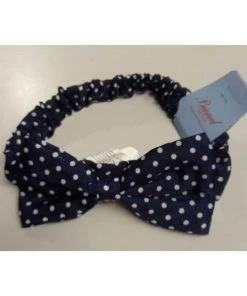 Banned Dionne Polkadot Bow 50's Headband Navy White