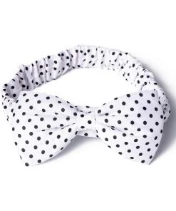 Banned Dionne Polkadot Bow 50's Headband White Black New In