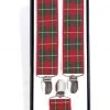 New In Banned Mens Tartan Rockabilly Braces Green