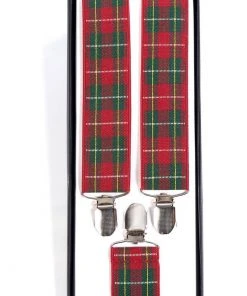 New In Banned Mens Tartan Rockabilly Braces Green