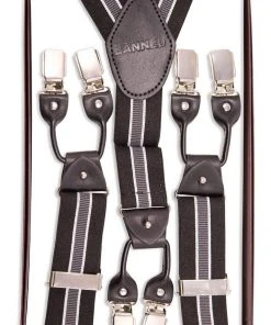 Banned Mens Nicholas Stripe Braces Black New In