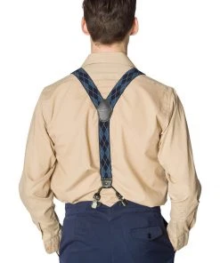 New In Banned Mens Timothy Braces Clip & Button Braces Blue