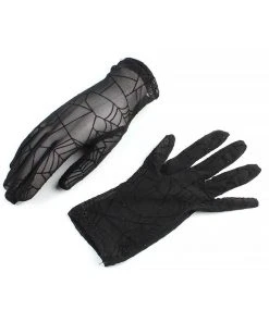 Banned Black Widow Spiderweb Gloves Black