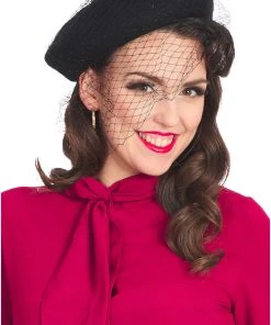 Banned Maggie Net 60's Beret Black New In
