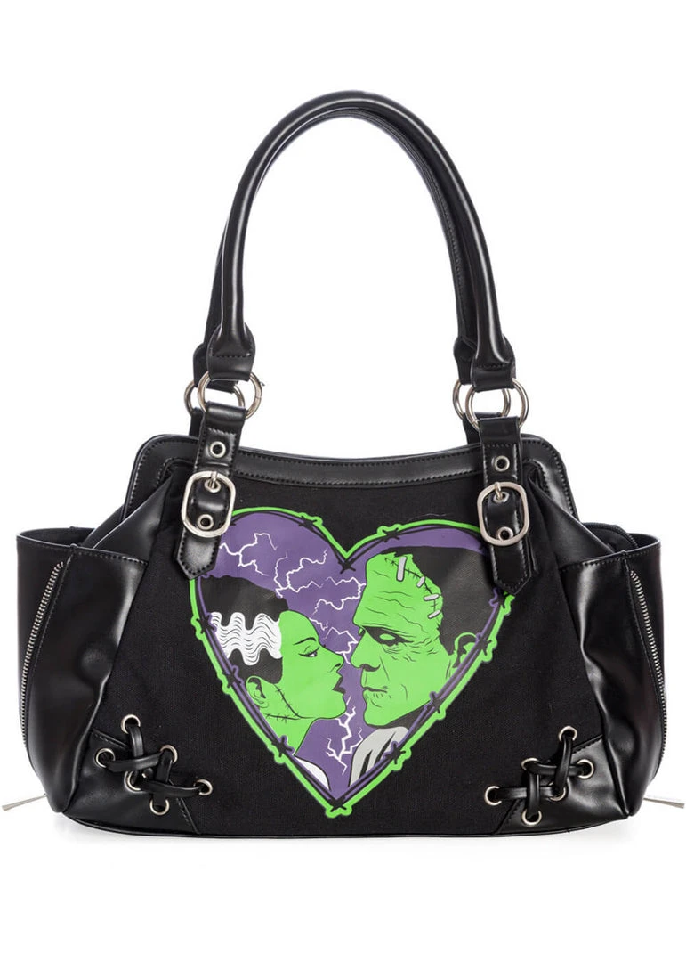 New In Banned Frankenstein And Bride Bag Black