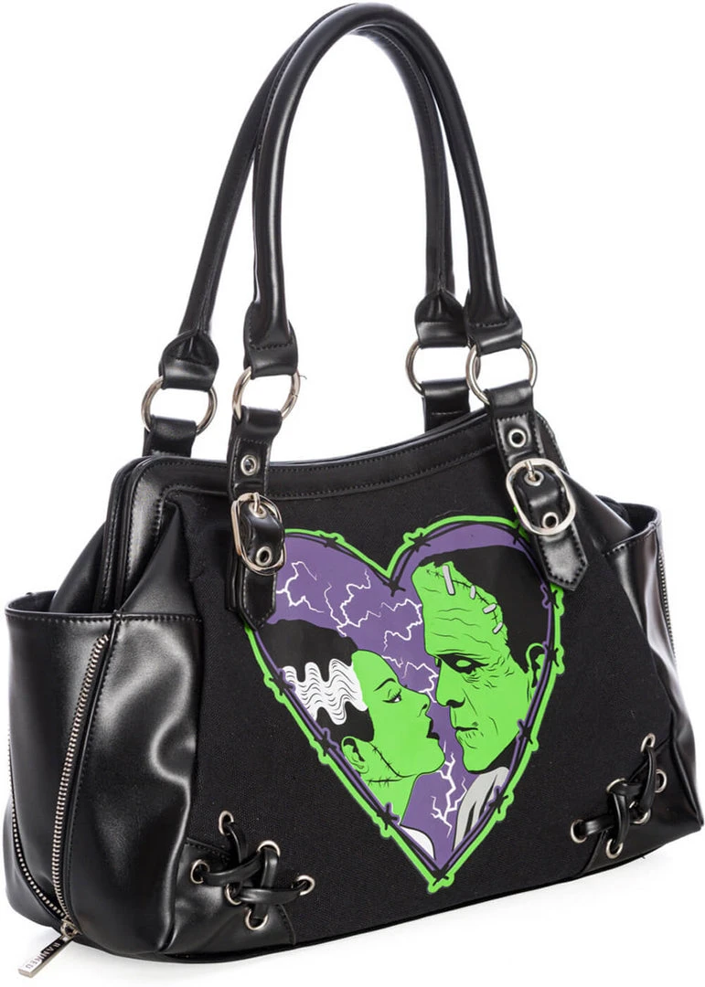 New In Banned Frankenstein And Bride Bag Black
