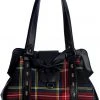 New In Banned Krampus Tartan Skull Bag Black