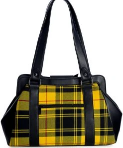 Banned Krampus Tartan Skull Bag Yellow New In