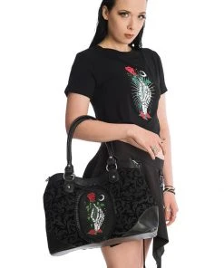 New In Banned Ishtar Skeleton Rose Bag Black