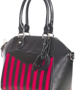 Banned Another Lost Soul Striped Handbag Black Red