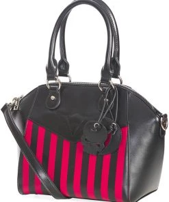 Banned Another Lost Soul Striped Handbag Black Red